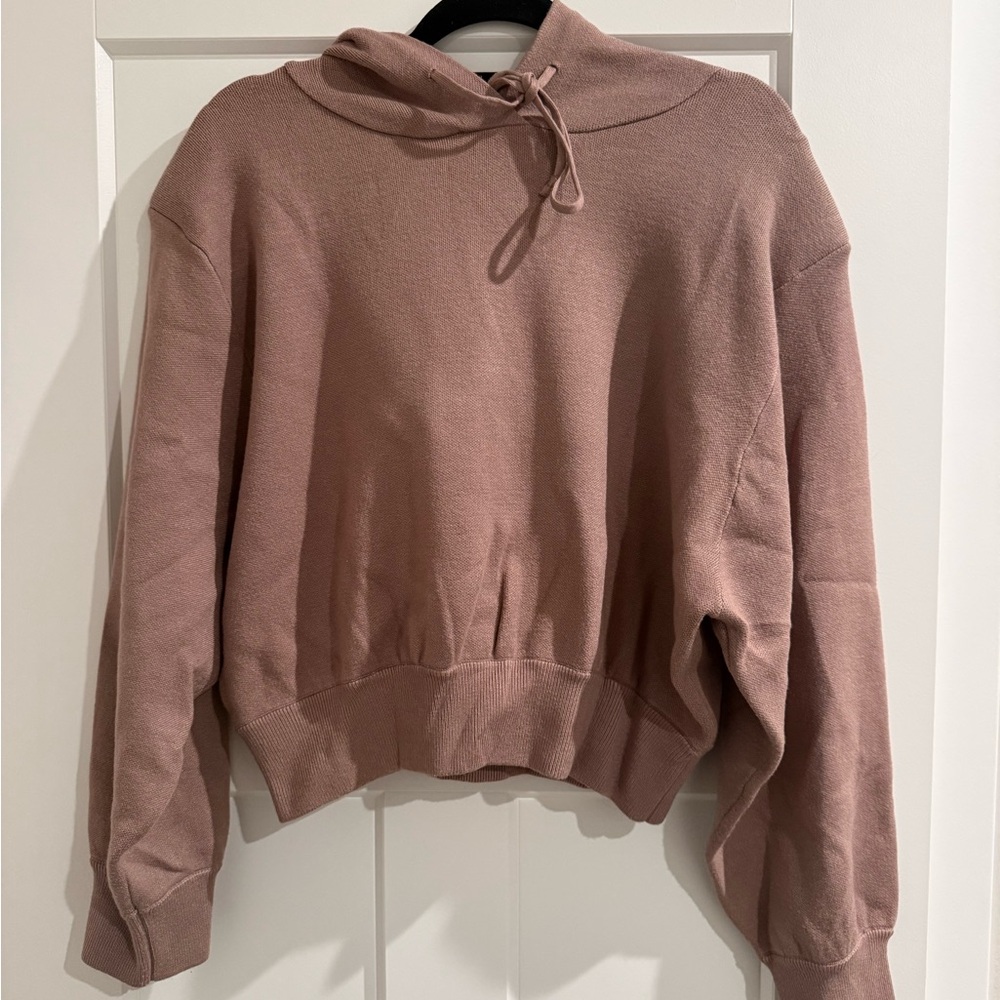 Zara Mauve Pink Cropped Hoodie Sweater